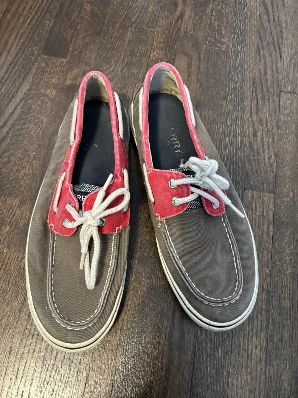 Men's Sperrys Two-Tone Canvas Boat Shoes in grey and Red